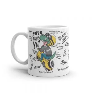 Dinosaur Riding Vespa Mug